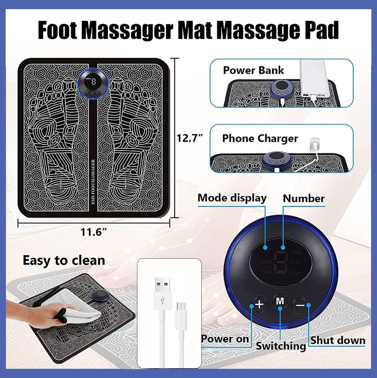 ⚡ AccuRelief EMS Foot Massager – Foldable Pain Relief Mat ⚡