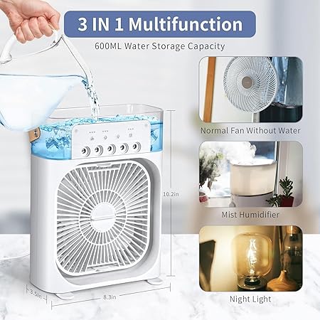 ❄️ Portable Air Cooler Fan – Rechargeable & USB Powered 🌀